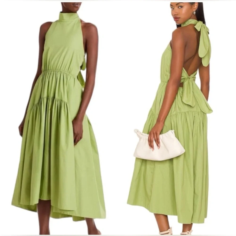 Vince Lime Backless Halter Dress - Picture 1 of 7